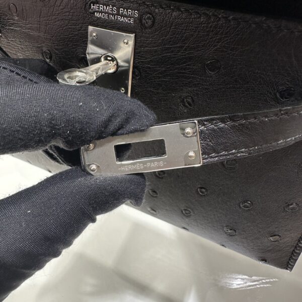 wsxc1779810689719_5-1 Old Cobbler Mini Kelly Ostrich Leather CK89 Black Silver Hardware 19cm Full Handmade