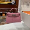Old Cobbler Mini Kelly Ostrich Leather Bubble Pink Silver Hardware 19cm Full Handmade
