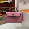Old Cobbler Mini Kelly Ostrich Leather Bubble Pink Silver Hardware 19cm Full Handmade