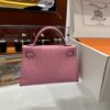 Old Cobbler Mini Kelly Ostrich Leather Bubble Pink Silver Hardware 19cm Full Handmade