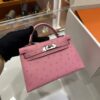 Old Cobbler Mini Kelly Ostrich Leather Bubble Pink Silver Hardware 19cm Full Handmade