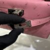 Old Cobbler Mini Kelly Ostrich Leather Bubble Pink Silver Hardware 19cm Full Handmade