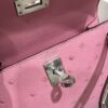Old Cobbler Mini Kelly Ostrich Leather Bubble Pink Silver Hardware 19cm Full Handmade