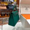 Old Cobbler Mini Kelly Ostrich Leather Forest Green Silver Hardware 19cm Full Handmade