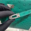 Old Cobbler Mini Kelly Ostrich Leather Forest Green Silver Hardware 19cm Full Handmade