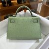 wsxc1779810772587_1-1 Old Cobbler Mini Kelly Ostrich Leather Olive Green Silver Hardware 19cm Full Handmade