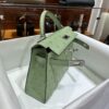 wsxc1779810772587_2-1 Old Cobbler Mini Kelly Ostrich Leather Olive Green Silver Hardware 19cm Full Handmade
