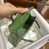 wsxc1779810772587_3-1 Old Cobbler Mini Kelly Ostrich Leather Olive Green Silver Hardware 19cm Full Handmade