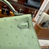 wsxc1779810772587_5-1 Old Cobbler Mini Kelly Ostrich Leather Olive Green Silver Hardware 19cm Full Handmade