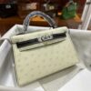 wsxc1780397540444_0-1 Old Cobbler Mini Kelly Ostrich Leather CK10 Cream White & CK89 Black Silver Hardware 19cm Full Handmade