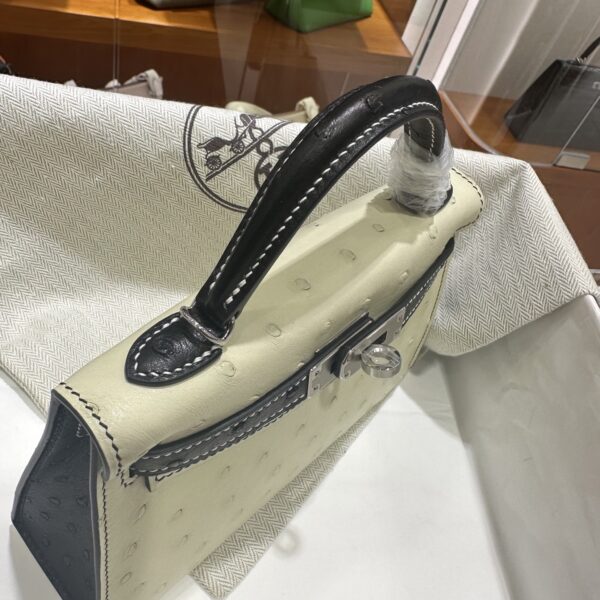 wsxc1780397540444_4 Old Cobbler Mini Kelly Ostrich Leather CK10 Cream White & CK89 Black Silver Hardware 19cm Full Handmade