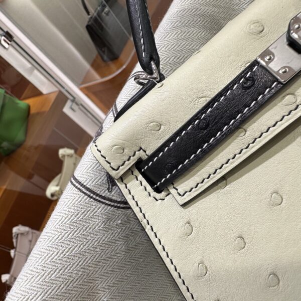 wsxc1780397540444_6 Old Cobbler Mini Kelly Ostrich Leather CK10 Cream White & CK89 Black Silver Hardware 19cm Full Handmade