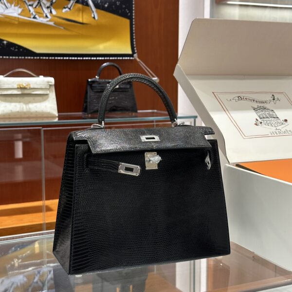 Old Cobbler Kelly Lizard Leather CK89 Black Silver Hardware 25cm Full Handmade
