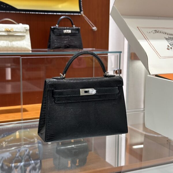 wsxc1781114011543_0-1 Old Cobbler Mini Kelly Lizard Leather CK89 Black Silver Hardware 19cm Full Handmade