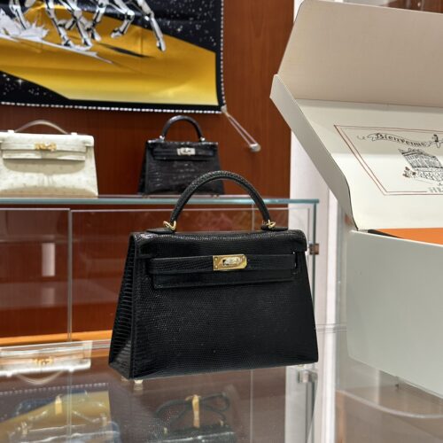 wsxc1781114030452_0 Old Cobbler Mini Kelly Lizard Leather CK89 Black Gold Hardware 19cm Full Handmade
