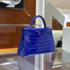 wsxc1782990519026_2 Old Cobbler Mini Kelly Shiny Alligator Crocodile 7T Electric Blue Gold Hardware 19cm Full Handmade