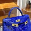 wsxc1782990519026_4 Old Cobbler Mini Kelly Shiny Alligator Crocodile 7T Electric Blue Gold Hardware 19cm Full Handmade