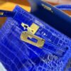 wsxc1782990519026_6 Old Cobbler Mini Kelly Shiny Alligator Crocodile 7T Electric Blue Gold Hardware 19cm Full Handmade