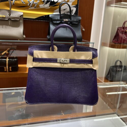 wsxc1782990657411_0 Old Cobbler Birkin Lizard Leather P9 Anemone Purple Silver Hardware 25cm Full Handmade