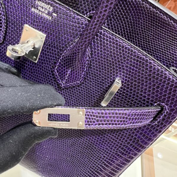 wsxc1782990657411_4 Old Cobbler Birkin Lizard Leather P9 Anemone Purple Silver Hardware 25cm Full Handmade