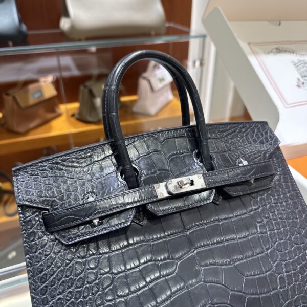 wsxc1782990986112_4 Old Cobbler Birkin Matte Alligator Crocodile CK89 Black Silver Hardware 25cm Full Handmade