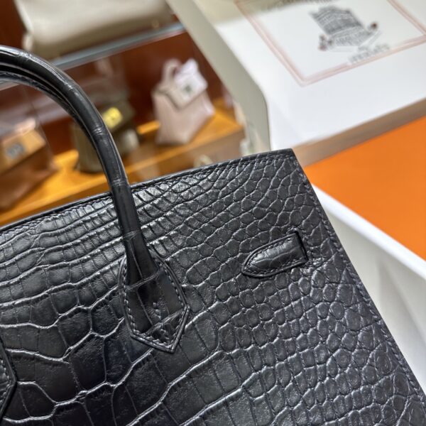 wsxc1782990986112_6 Old Cobbler Birkin Matte Alligator Crocodile CK89 Black Silver Hardware 25cm Full Handmade