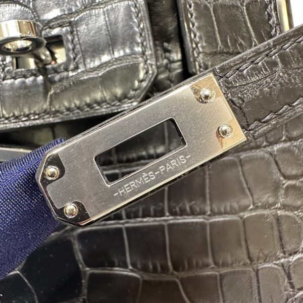 wsxc1782990986112_8 Old Cobbler Birkin Matte Alligator Crocodile CK89 Black Silver Hardware 25cm Full Handmade
