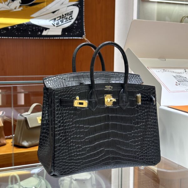 wsxc1782991016972_1-1 Old Cobbler Birkin Matte Alligator Crocodile CK89 Black Gold Hardware 25cm Full Handmade