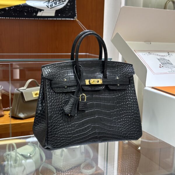 wsxc1782991016973_0 Old Cobbler Birkin Matte Alligator Crocodile CK89 Black Gold Hardware 25cm Full Handmade