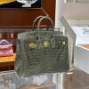 Old Cobbler Birkin Shiny Porosus Crocodile CK81 Turtledove Grey Gold Hardware 25cm Full Handmade