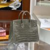 Old Cobbler Birkin Shiny Porosus Crocodile CK81 Turtledove Grey Gold Hardware 25cm Full Handmade