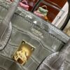 Old Cobbler Birkin Shiny Porosus Crocodile CK81 Turtledove Grey Gold Hardware 25cm Full Handmade