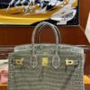 Old Cobbler Birkin Shiny Porosus Crocodile CK81 Turtledove Grey Gold Hardware 25cm Full Handmade