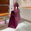 Old Cobbler Mini Kelly Shiny Alligator Crocodile Rose Purple Pink Gold Hardware 19cm Full Handmade