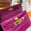 Old Cobbler Mini Kelly Shiny Alligator Crocodile Rose Purple Pink Gold Hardware 19cm Full Handmade