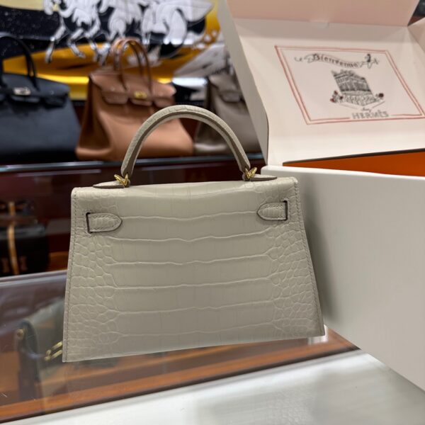 wsxc1783764272089_4 Old Cobbler Factory Mini Kelly Matte Alligator Crocodile Ice White Gold Hardware 19cm Full Handmade