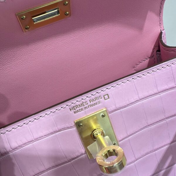 Old Cobbler Factory Mini Kelly Matte Alligator Crocodile Sakura Pink Gold Hardware 19cm Full Handmade