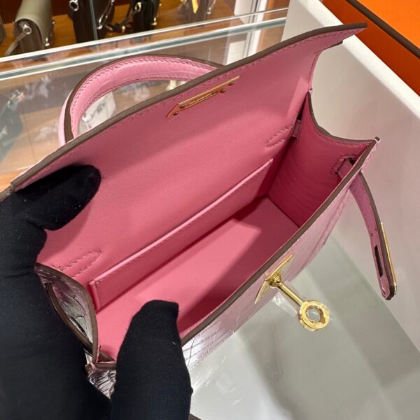Old Cobbler Factory Mini Kelly Matte Alligator Crocodile Sakura Pink Gold Hardware 19cm Full Handmade