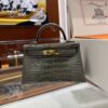 Old Cobbler Factory Mini Kelly Shiny Alligator Crocodile Turtledove Grey Gold Hardware 19cm Full Handmade