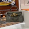 Old Cobbler Factory Mini Kelly Shiny Alligator Crocodile Turtledove Grey Gold Hardware 19cm Full Handmade