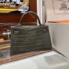 Old Cobbler Factory Mini Kelly Shiny Alligator Crocodile Turtledove Grey Gold Hardware 19cm Full Handmade