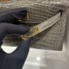 Old Cobbler Factory Mini Kelly Shiny Alligator Crocodile Turtledove Grey Gold Hardware 19cm Full Handmade
