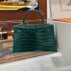 wsxc1783764369998_2 Old Cobbler Factory Mini Kelly Shiny Alligator Crocodile Emerald Green Silver Hardware 19cm Full Handmade