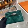 wsxc1783764369998_3 Old Cobbler Factory Mini Kelly Shiny Alligator Crocodile Emerald Green Silver Hardware 19cm Full Handmade