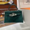 wsxc1783764369998_4 Old Cobbler Factory Mini Kelly Shiny Alligator Crocodile Emerald Green Silver Hardware 19cm Full Handmade