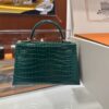 Old Cobbler Factory Mini Kelly Shiny Alligator Crocodile Emerald Green Gold Hardware 19cm Full Handmade