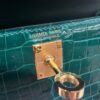 Old Cobbler Factory Mini Kelly Shiny Alligator Crocodile Emerald Green Gold Hardware 19cm Full Handmade