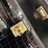 Old Cobbler Factory Mini Kelly Shiny Porosus Crocodile CK89 Black Gold Hardware 19cm Full Handmade