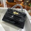 Old Cobbler Factory Mini Kelly Shiny Porosus Crocodile CK89 Black Gold Hardware 19cm Full Handmade
