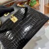 Old Cobbler Factory Mini Kelly Shiny Porosus Crocodile CK89 Black Gold Hardware 19cm Full Handmade